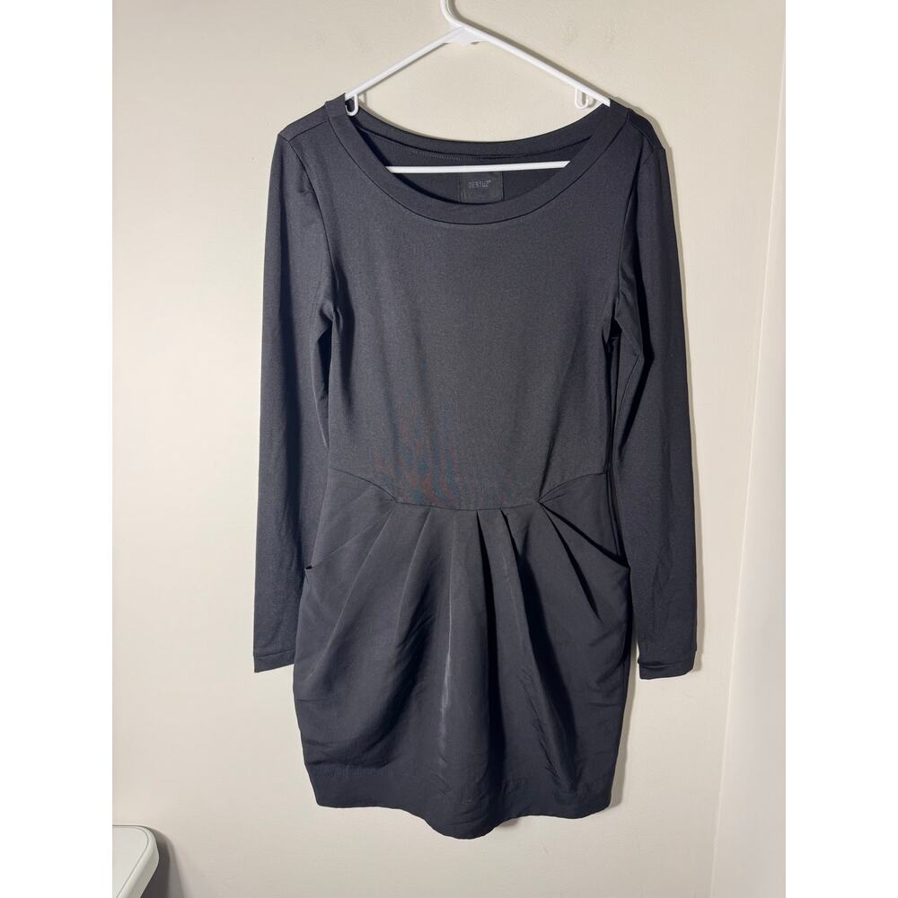 Gestuz Black Long Sleeve Pleated Dress Pockets Size Medium/36